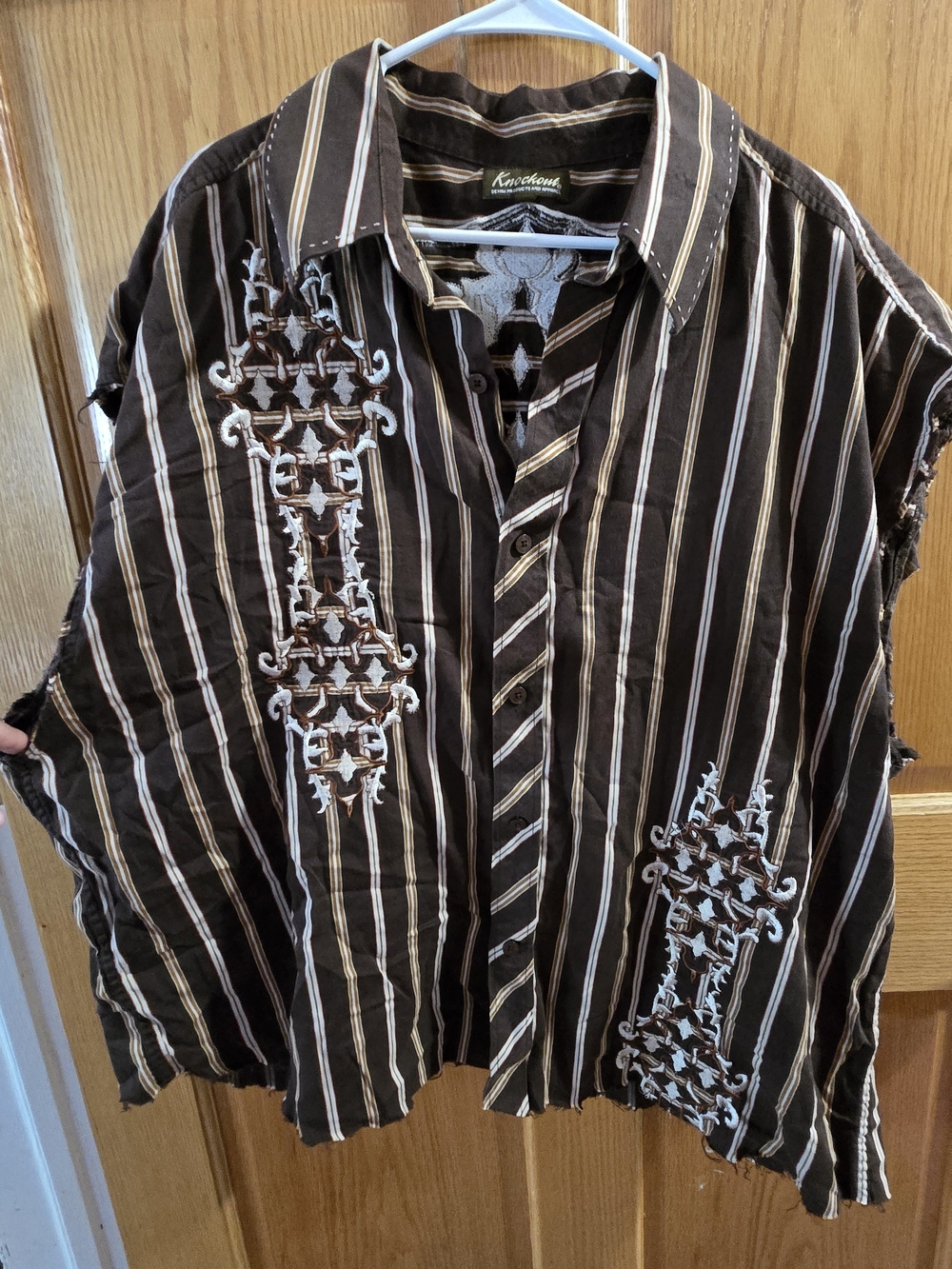 Knockout Y2K Vintage Embroidered Cutoff Shirt 4X
